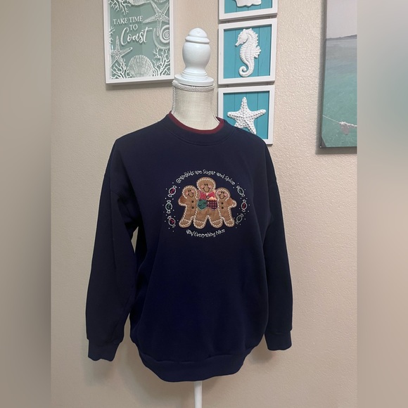 Vintage 90’s M&C Sportswear Christmas Gingerbread Grandkids Sweatshirt Medium - Picture 2 of 12